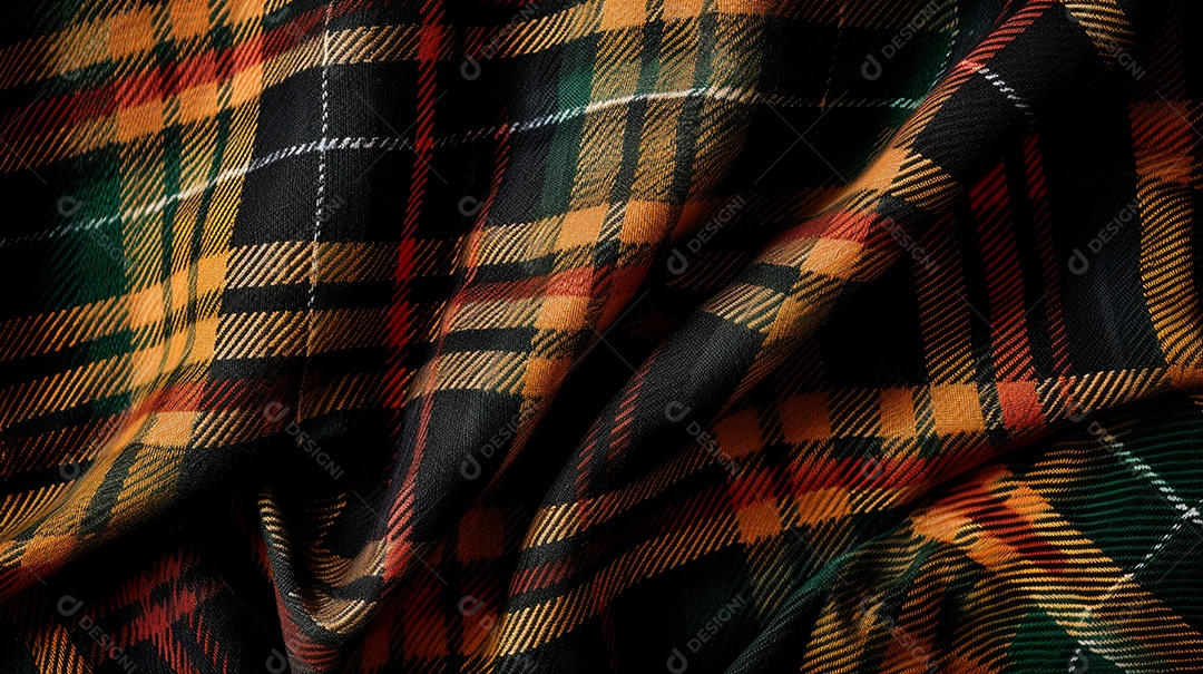 Tecido pano xadrez sobre fundo isolado