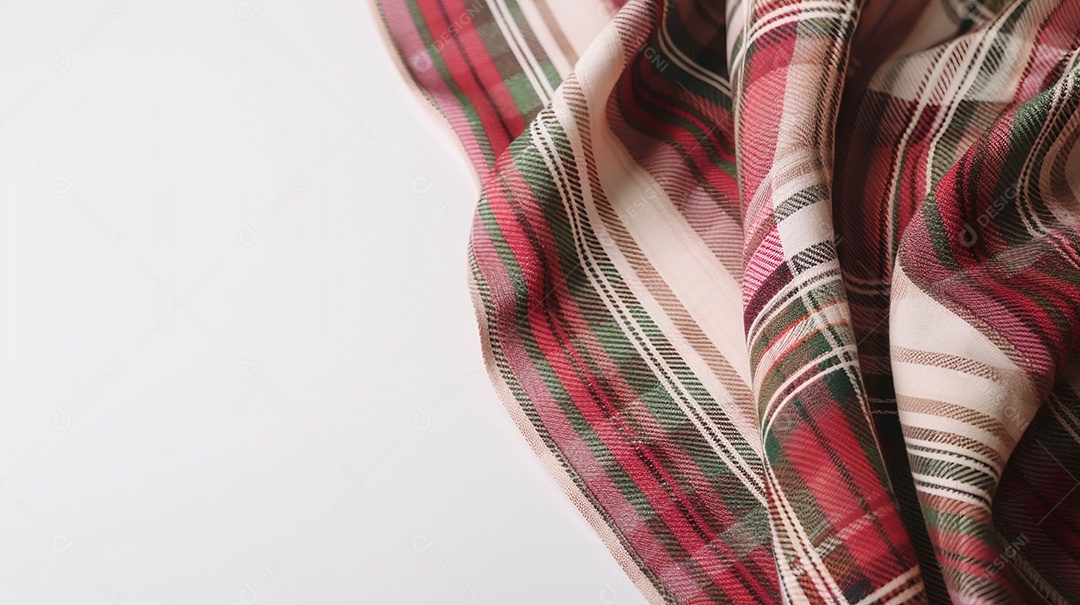 Tecido pano xadrez sobre fundo isolado