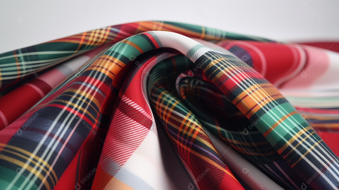 Tecido pano xadrez sobre fundo isolado