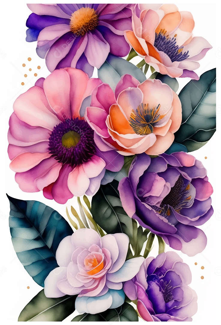 Desenho De Flor Em Aquarela Desenhada Á Mão Vetor EPS