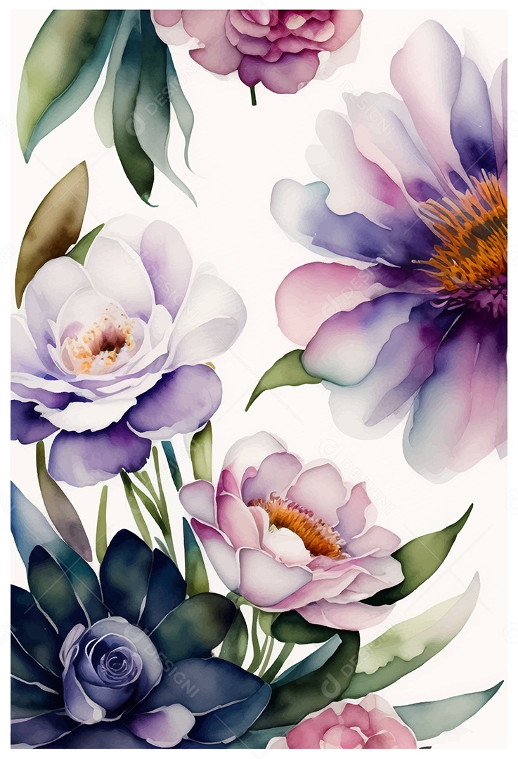 Desenho De Flor Em Aquarela Desenhada Á Mão Vetor EPS