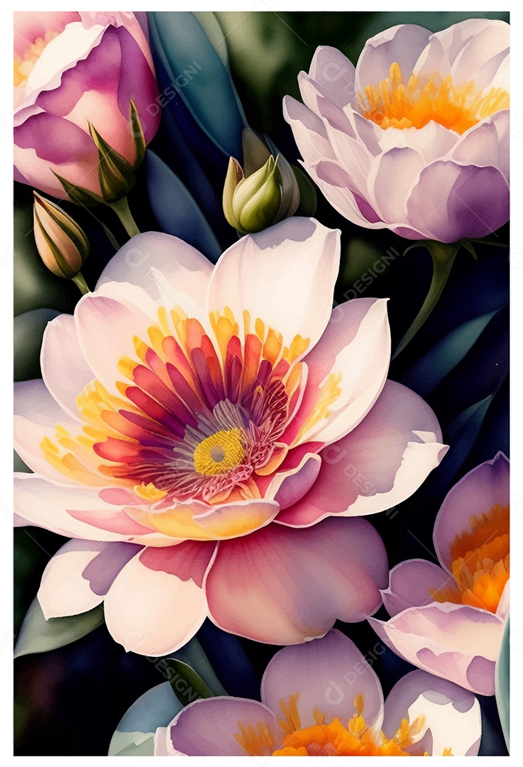 Desenho De Flor Em Aquarela Desenhada Á Mão Vetor EPS