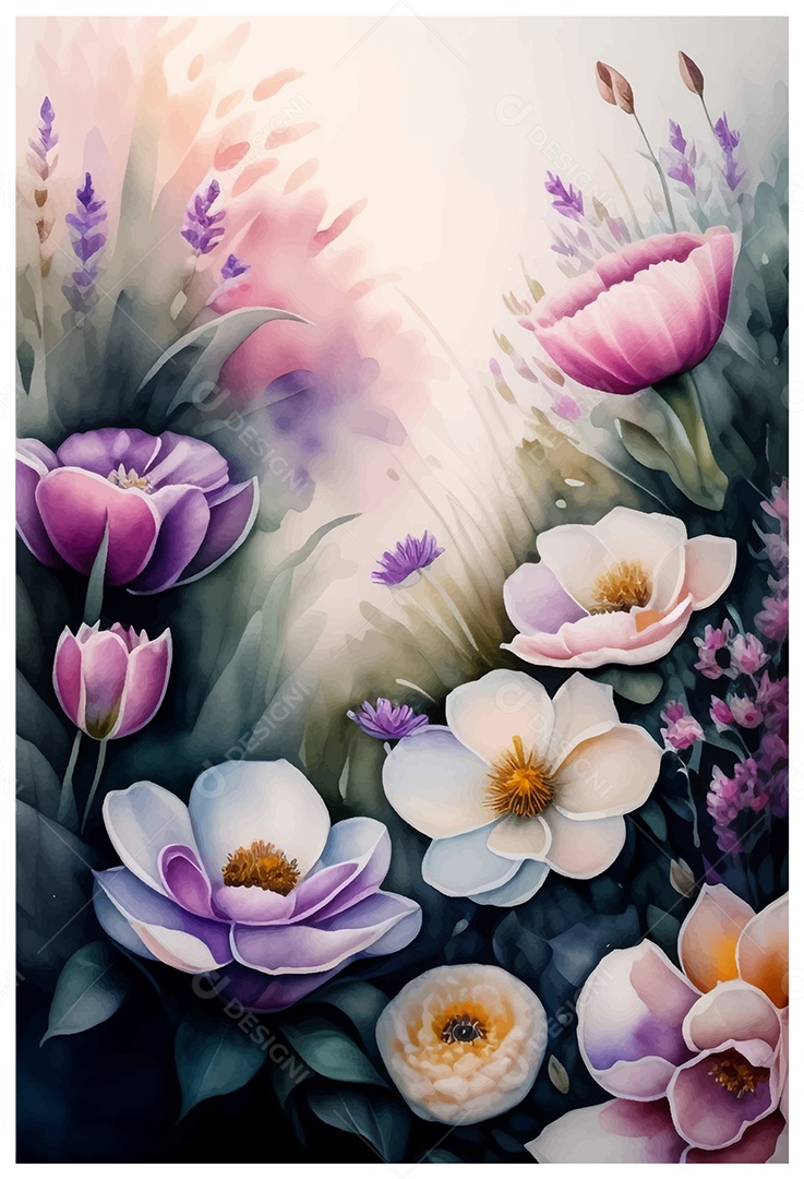 Desenho De Flor Em Aquarela Desenhada Á Mão Vetor EPS