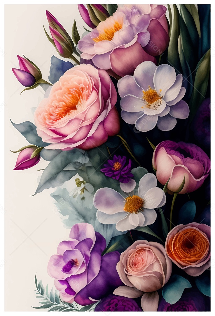 Desenho De Flor Em Aquarela Desenhada Á Mão Vetor EPS