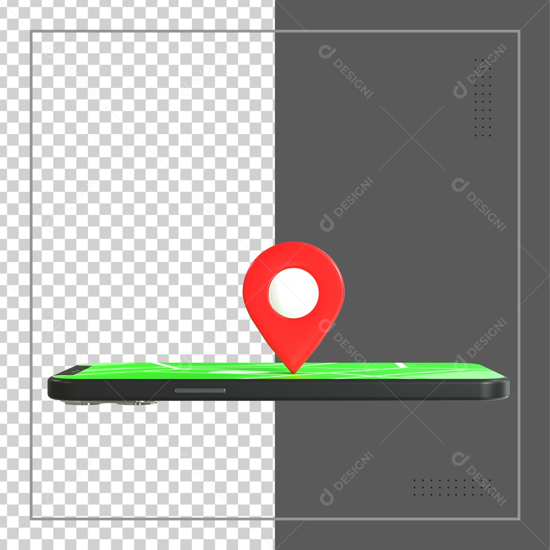 Celular Com Mapa E Pin De Localização Elemento 3D PSD