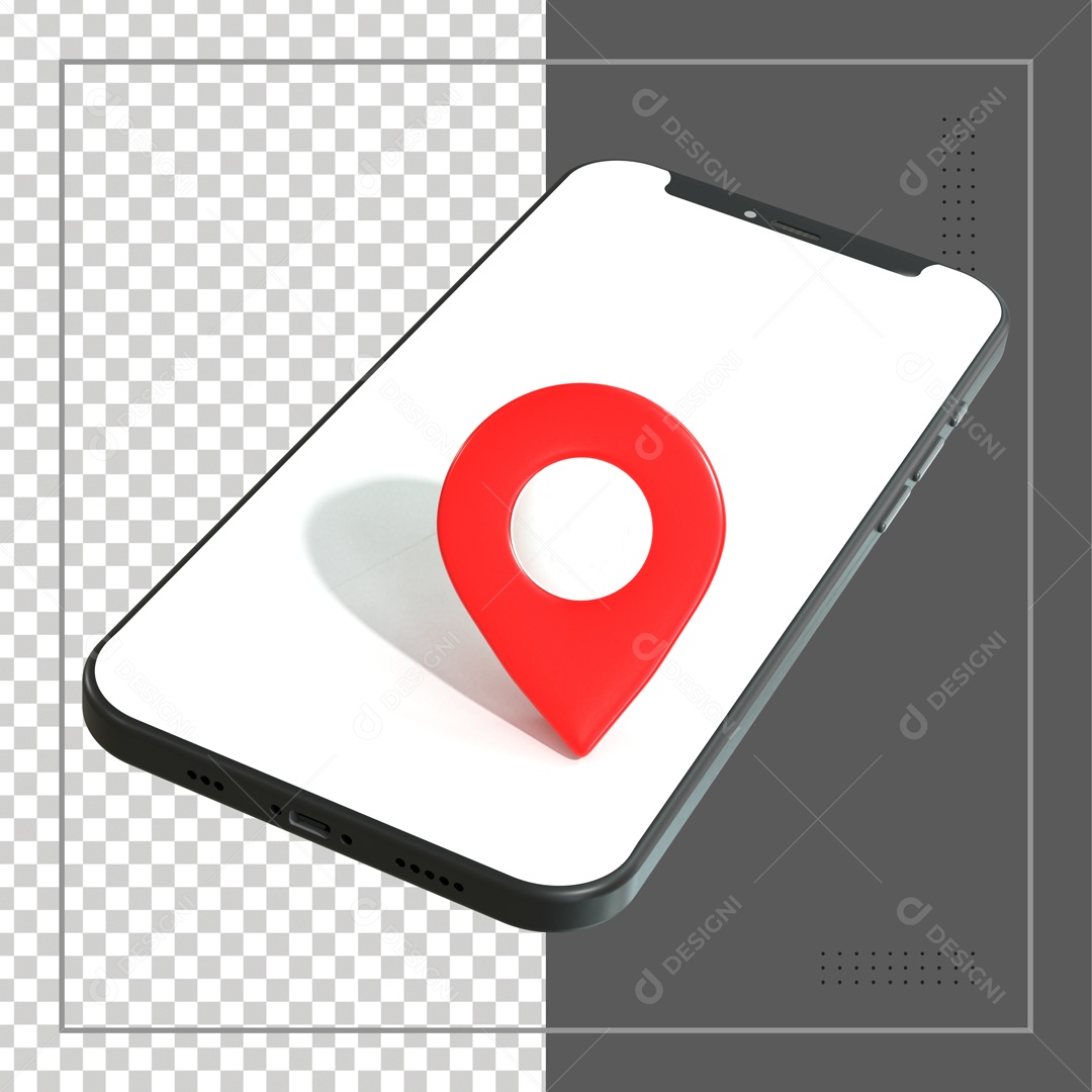 Celular Com Pin De Localização Elemento 3D PSD
