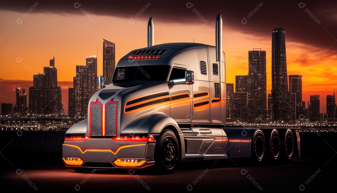 Imagem realista de carro esportivo sobre uma rua deserta.