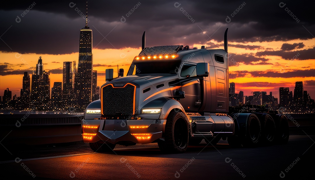 Imagem realista de carro esportivo sobre uma rua deserta.