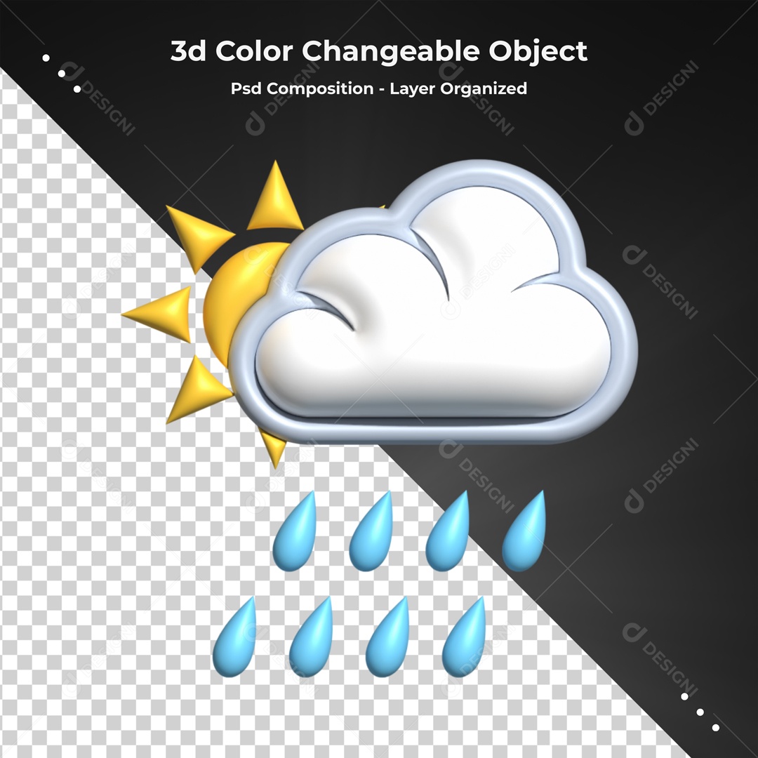 Elemento Nuvem Sol Chuva Para Composição PSD