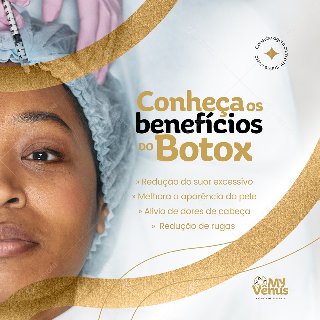 Campanha Clínica de Estética Conheça os Benefícios do Botox Social Media PSD Editável