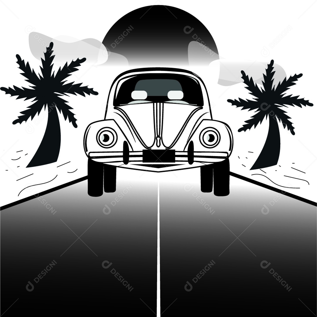 Desenho vetorial fusca AI Editável