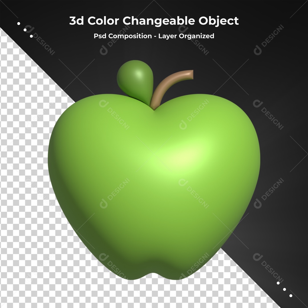 Elemento De Fruta Maça Verde Para composição PSD