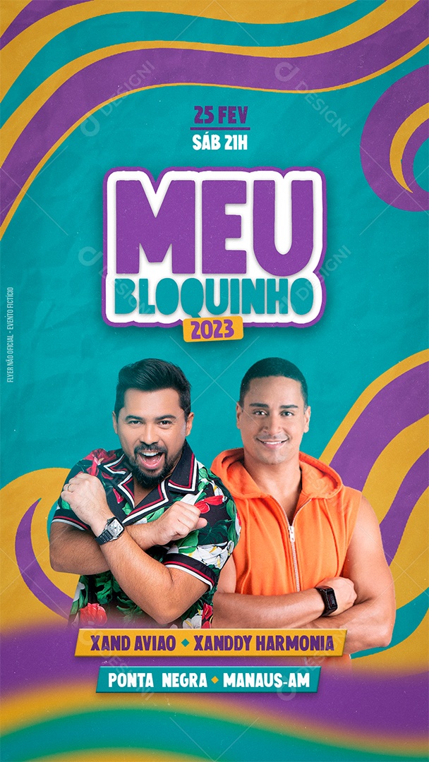 Story Meu Bloquinho 2023 Xand Avião e Xand Harmonia Flyer PSD Editável