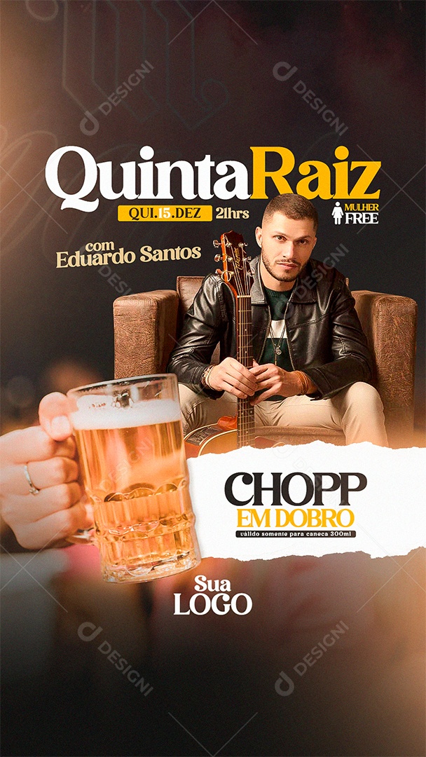 Flyer Evento Quinta Raiz Chopp em Dobro Social Media PSD Editável