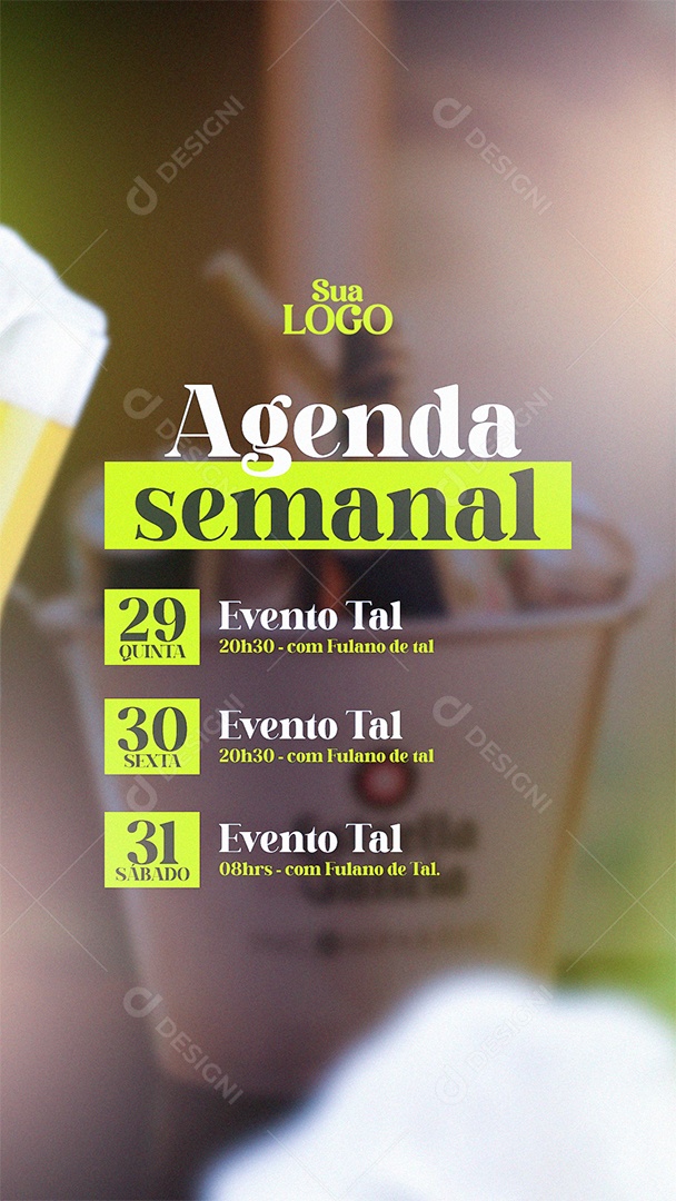 Social Media Agenda Semanal Eventos PSD Editável