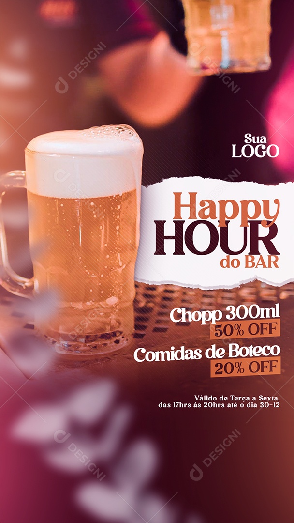 Social Media Distribuidora Happy Hour do Bar PSD Editável