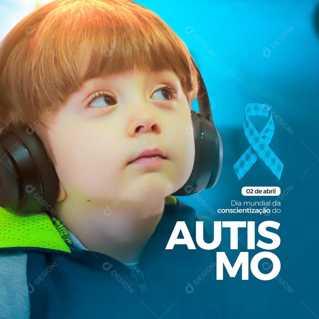 Dia Mundial da Conscientização do Autismo Abril Azul Social Media PSD Editável