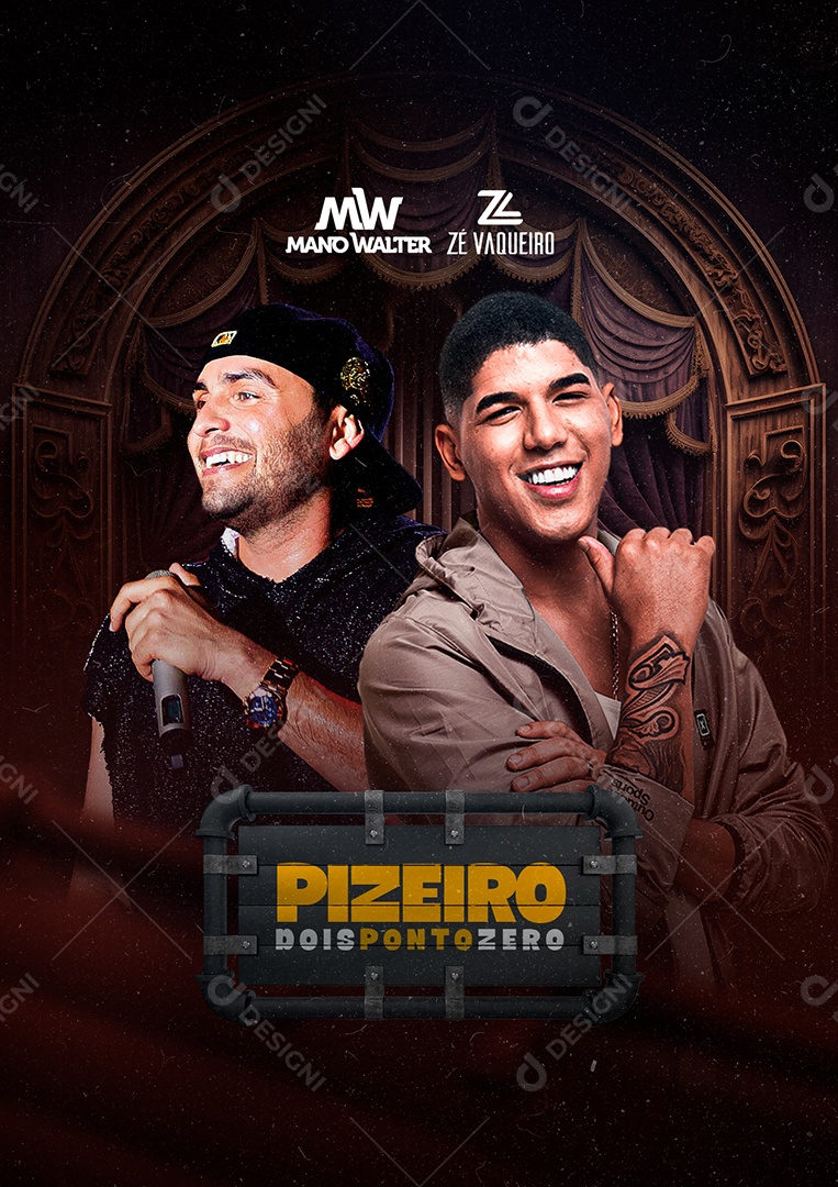 Pizeiro Dois Ponto Zero Mano Walter Zé Vaqueiro Flyer Social Media PSD Editável
