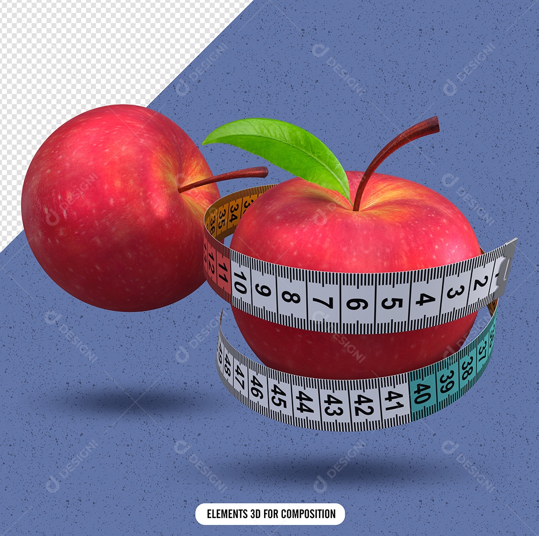 Maçãs Com Fita Métrica Elemento 3D Para Composição PSD