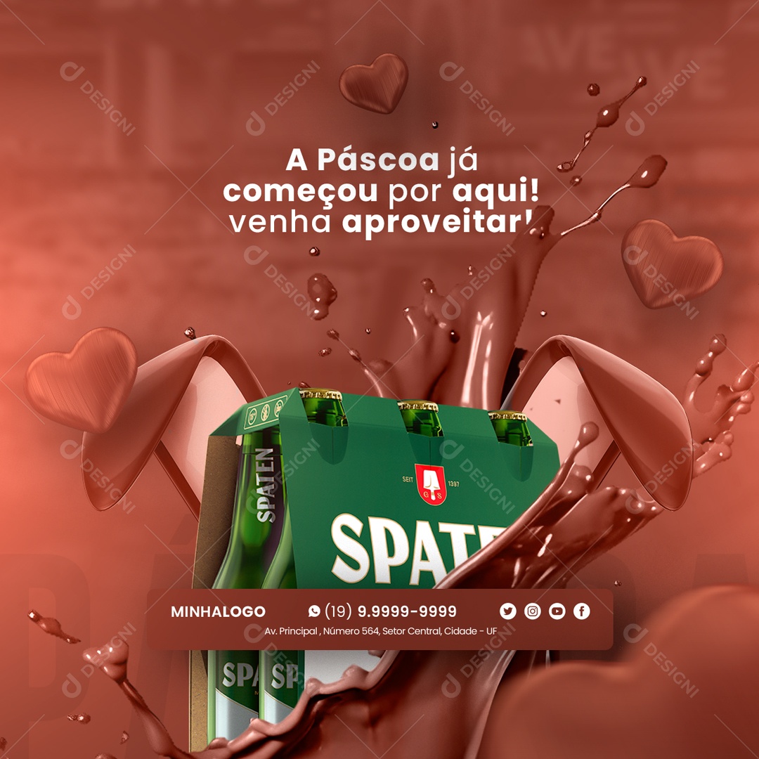 A Páscoa Já Começou Por Aqui Venha Aproveitar Cerveja Spaten Social Media PSD Editável