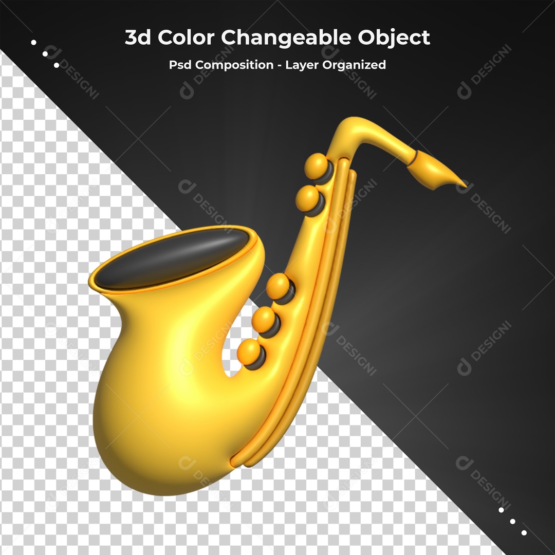 Icone De Saxofone Elemento 3D Para Composição PSD