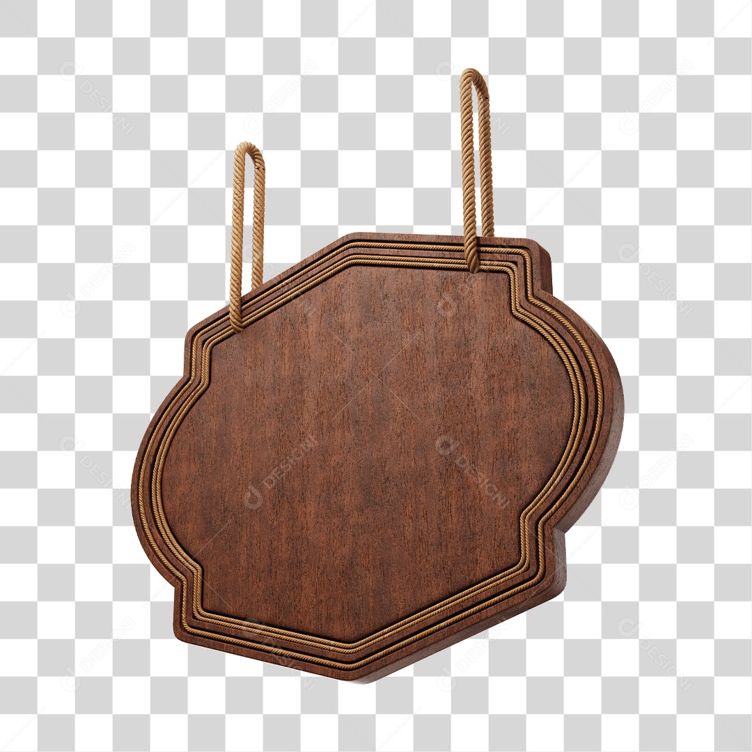 Brown Wooden Board With String Transparent 3D PNG Element