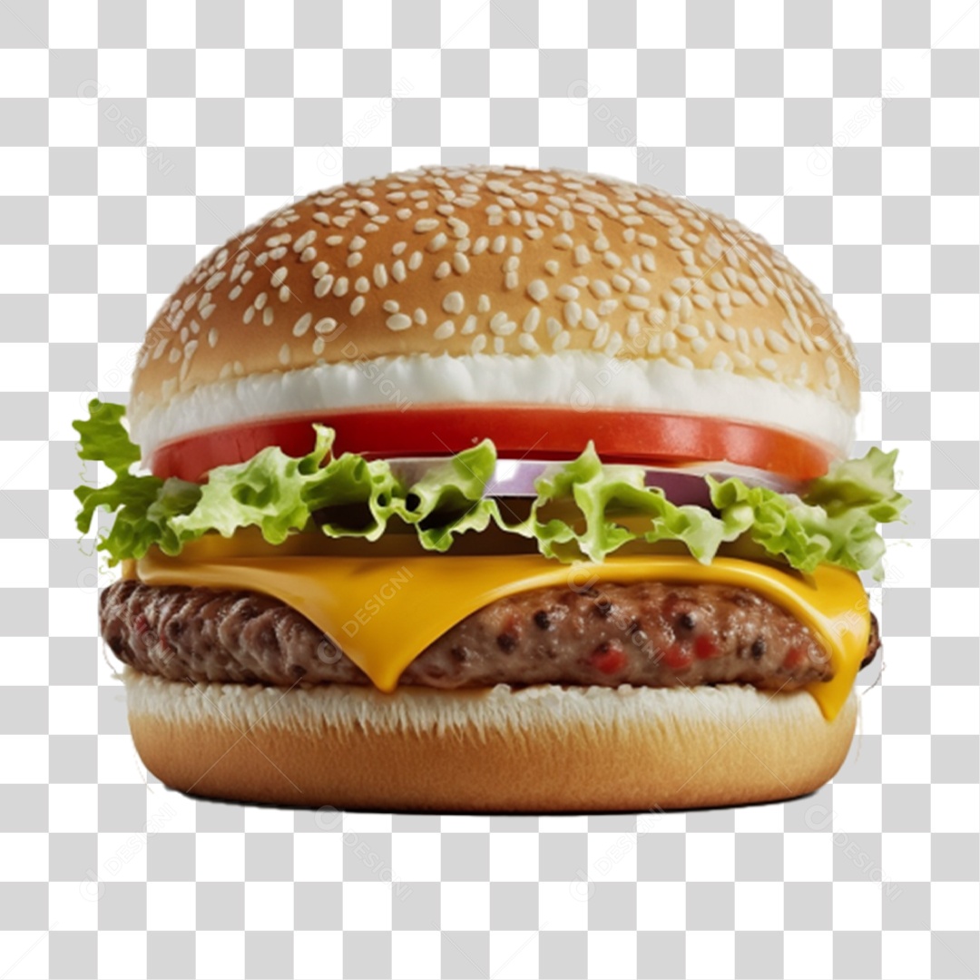 Hamburger 3D Para Composição PNG Transparente