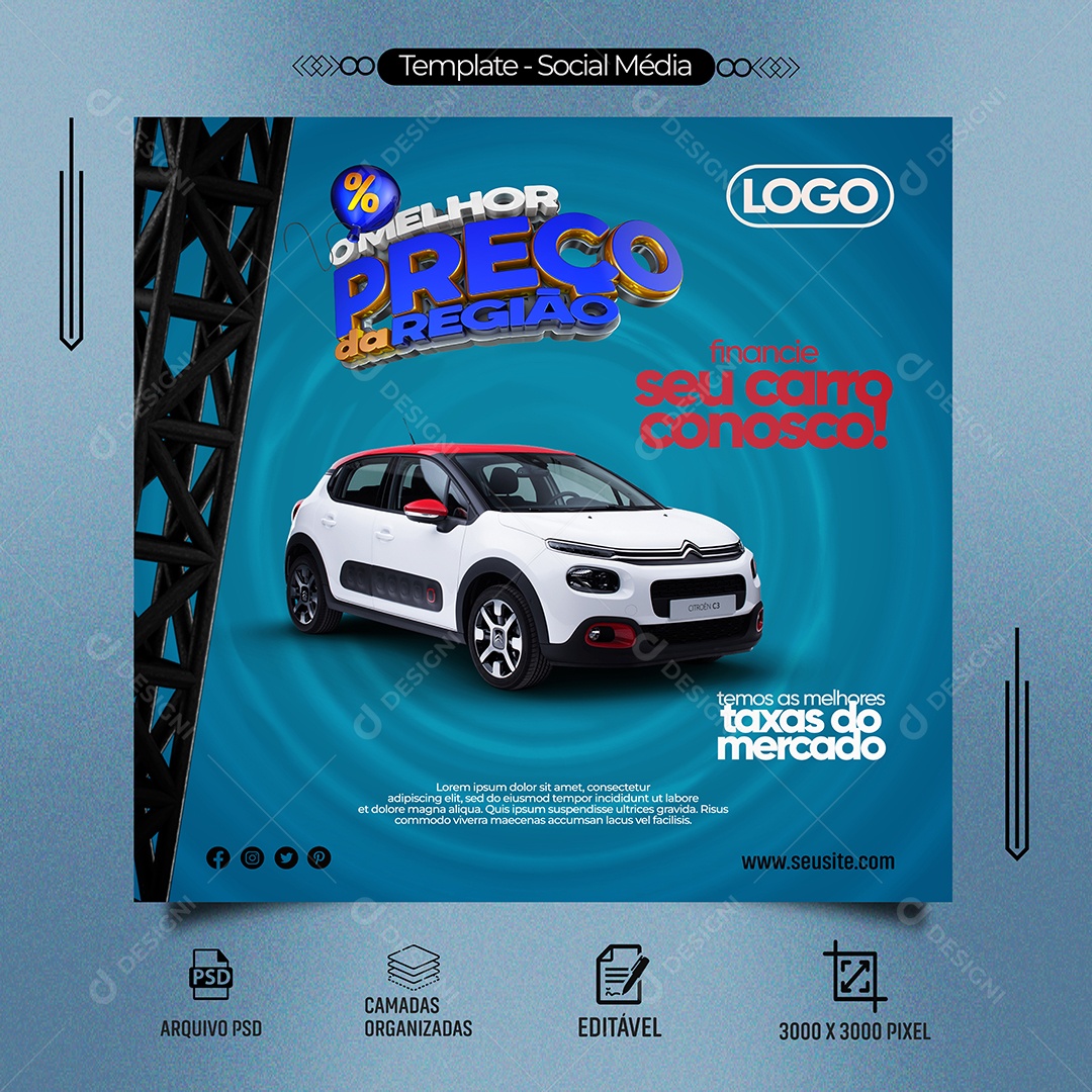 The Best Price in the Region Finance Your Car With Us Editable Social Media PSD