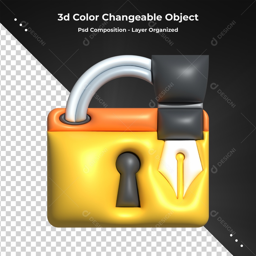 Icone De Cadeado E Chave Para Proteção Elemento 3D Para Composição PSD