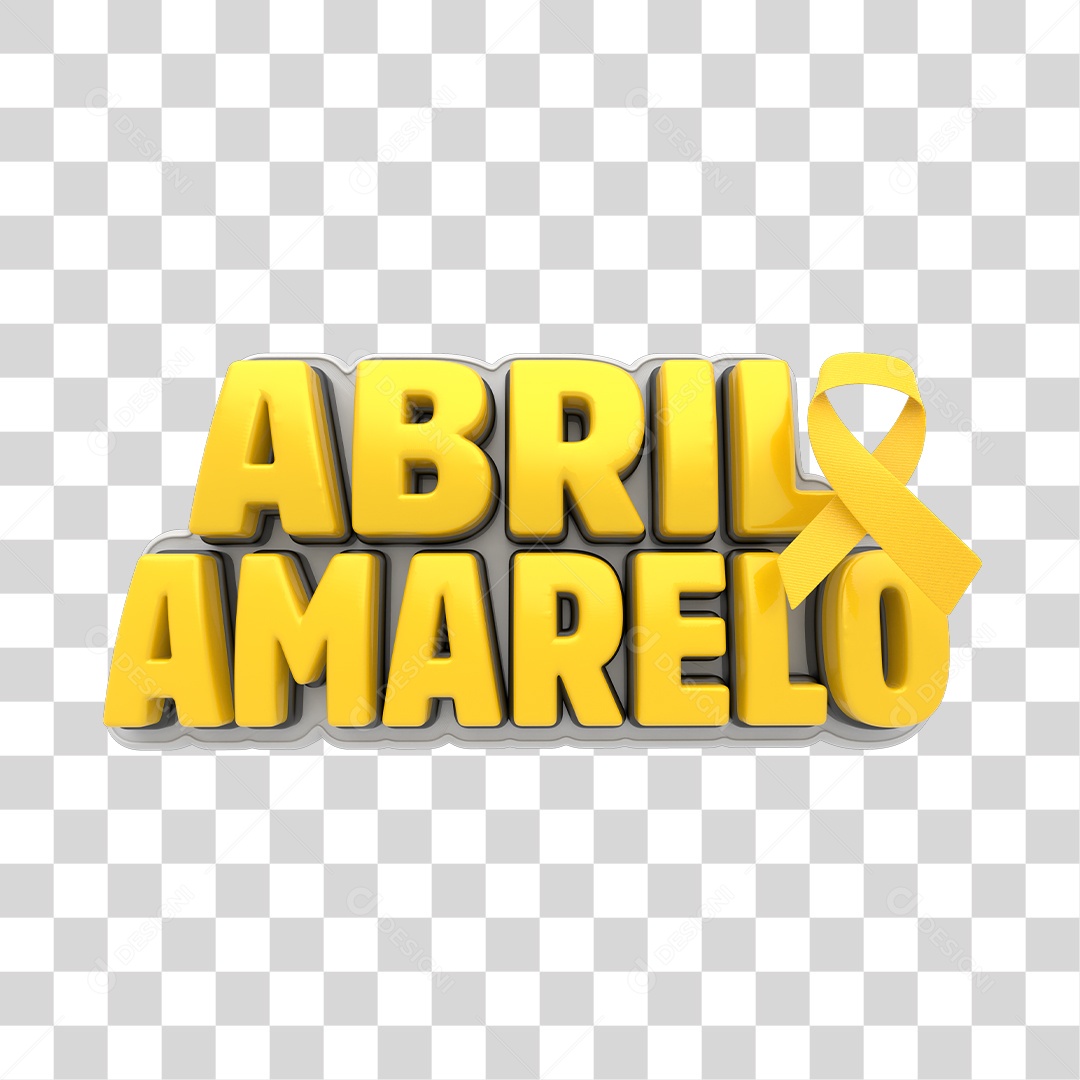 Abril Amarelo Mês da Conscientização do Câncer Ósseo Selo 3D PNG Transparente