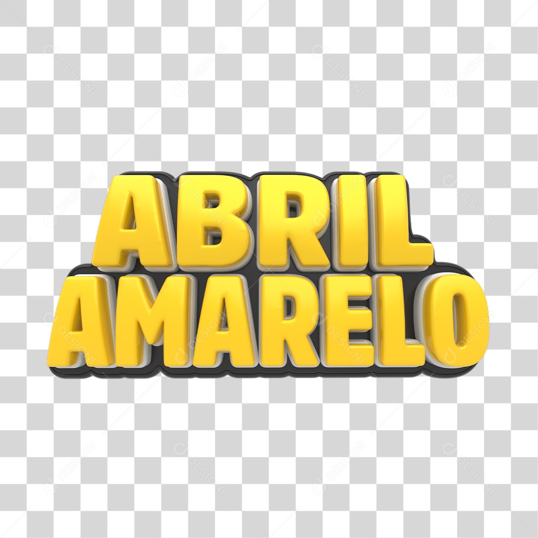 Abril Amarelo Mês da Conscientização do Câncer Ósseo Selo 3D PNG Transparente