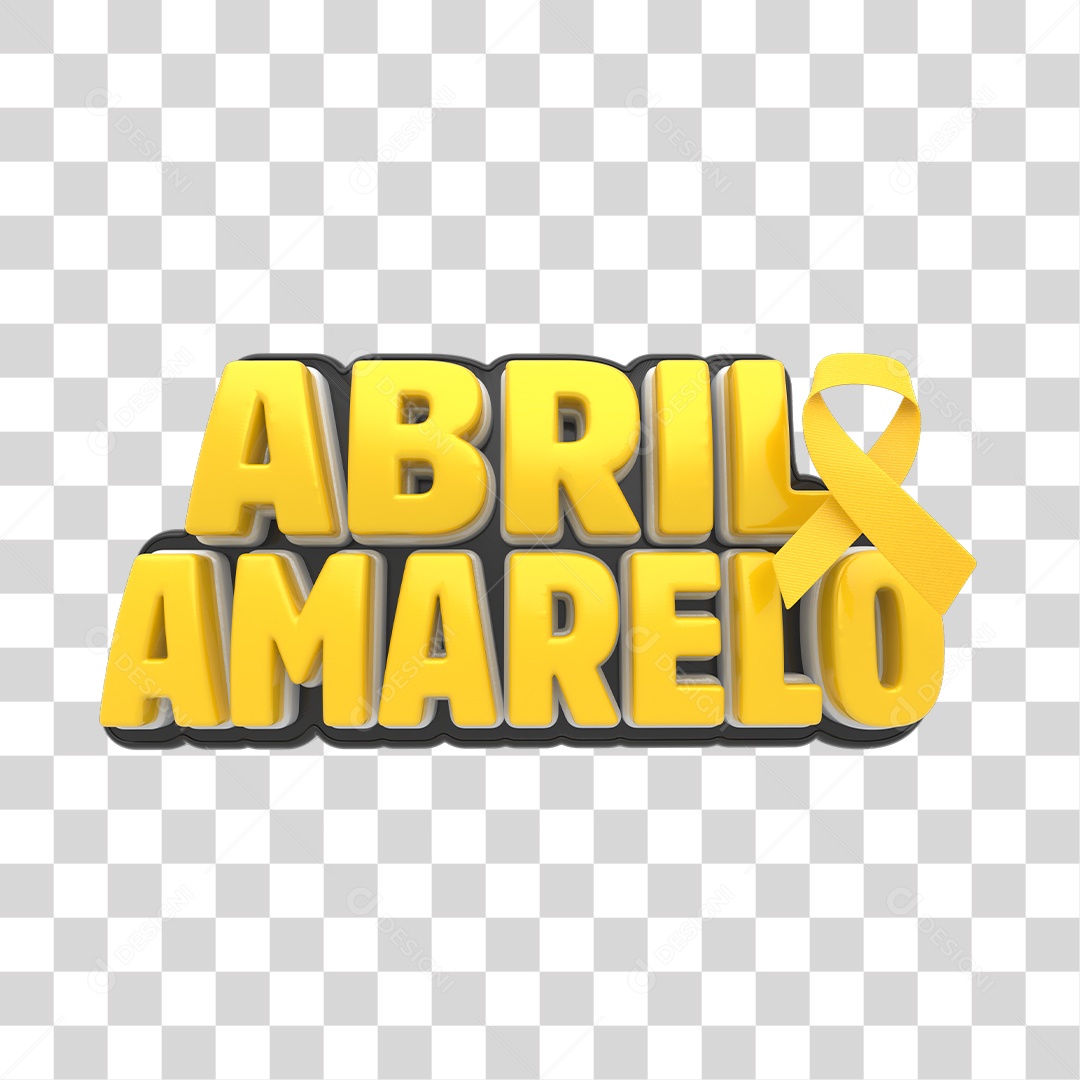 Abril Amarelo Mês da Conscientização do Câncer Ósseo Selo 3D PNG Transparente