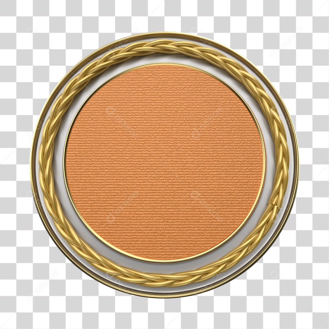 Painel Redondo Prata e Dourado Elemento 3D para Composição PNG Transparente