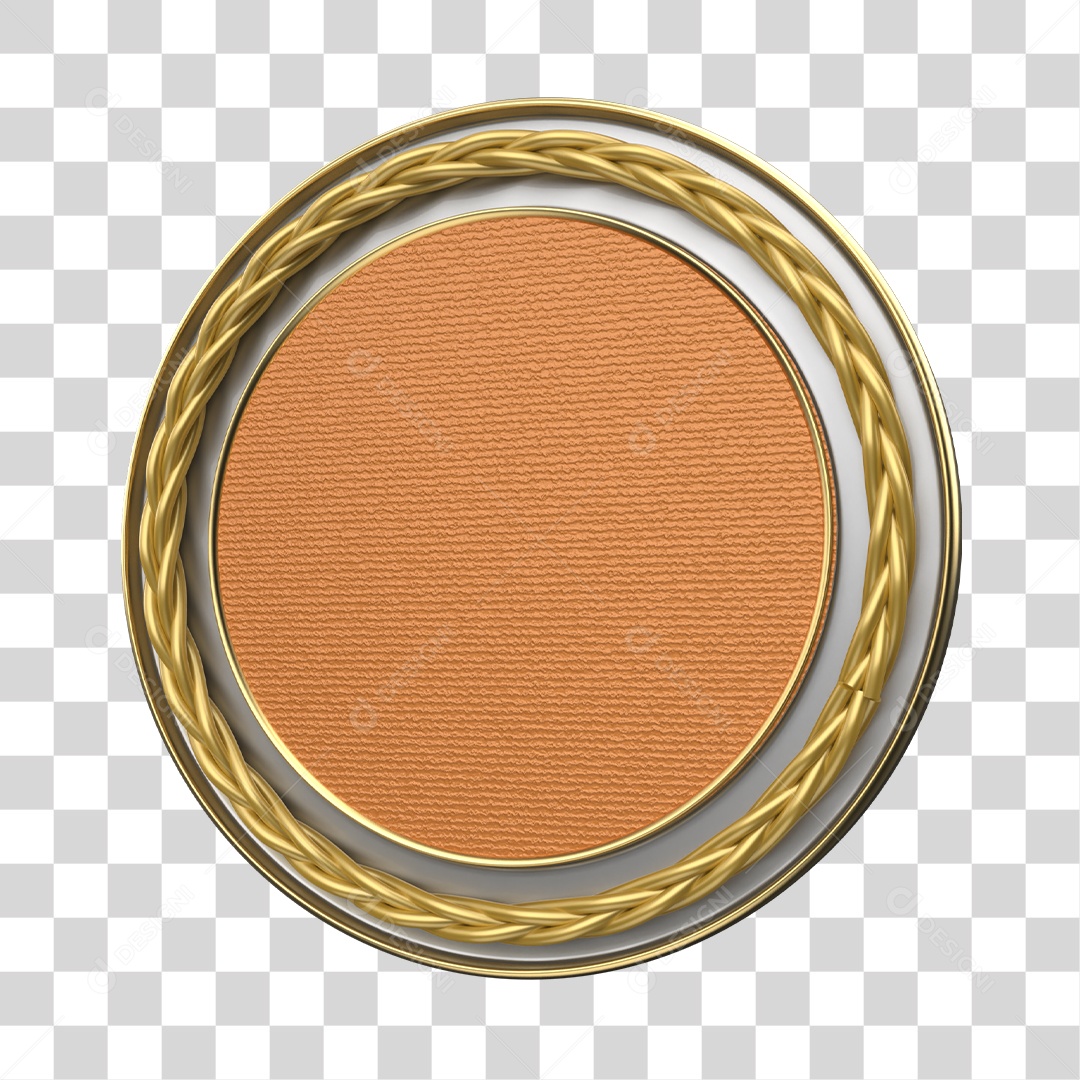 Painel Redondo Prata e Dourado Elemento 3D para Composição PNG Transparente