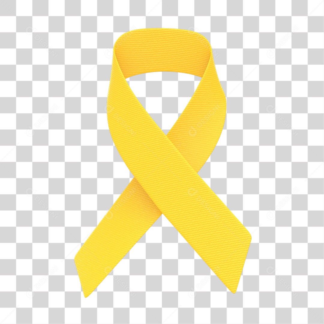 Elemento 3D Laço ou Fita de Abril Amarelo PNG Transparente