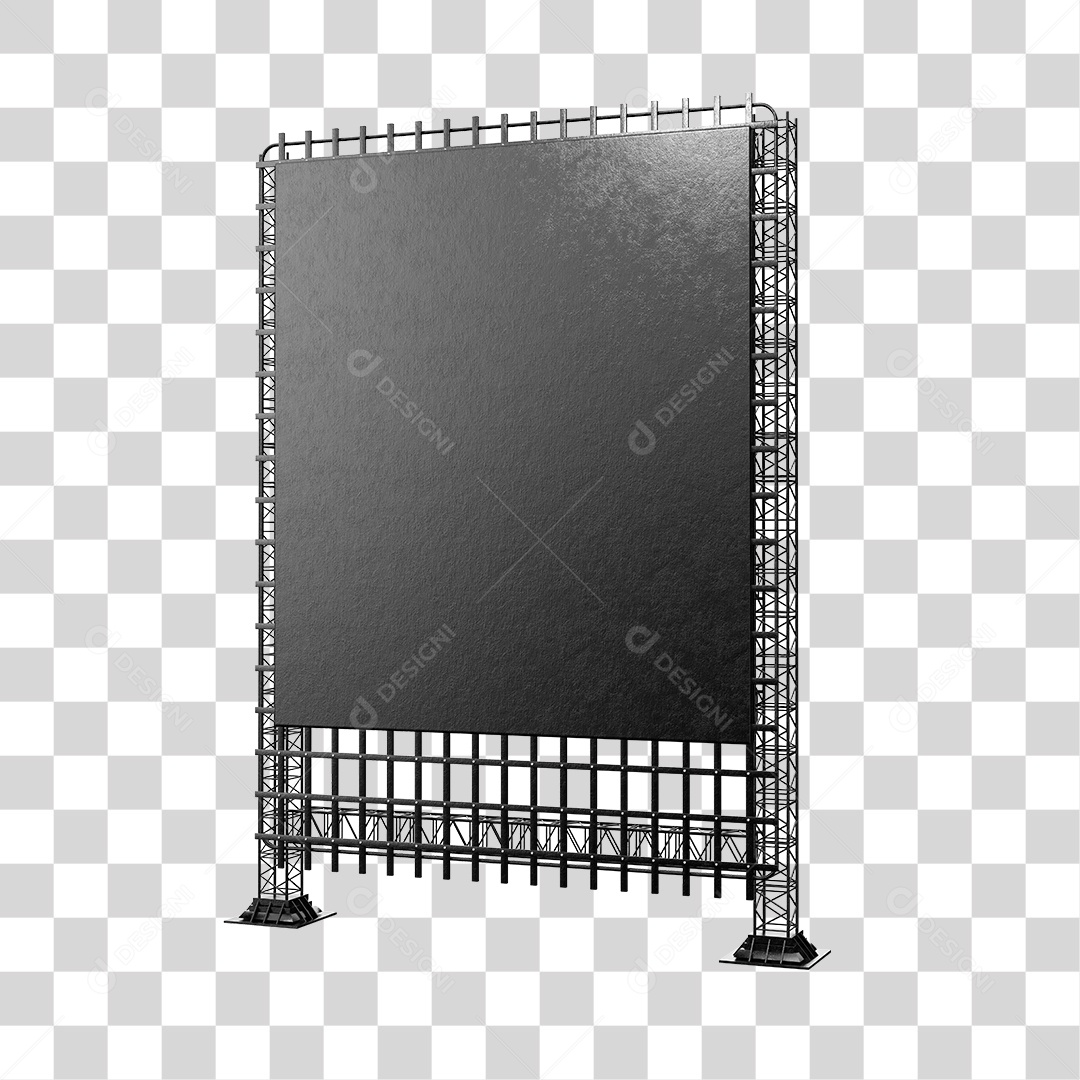 Painel 3D Preto Elemento para Composição PNG Transparente Sem Fundo