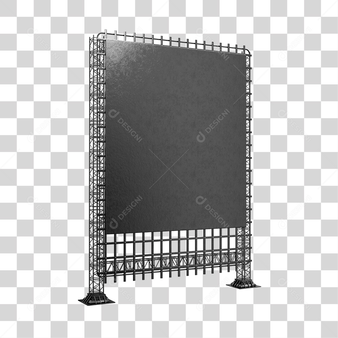 Painel 3D Preto Elemento para Composição PNG Transparente Sem Fundo
