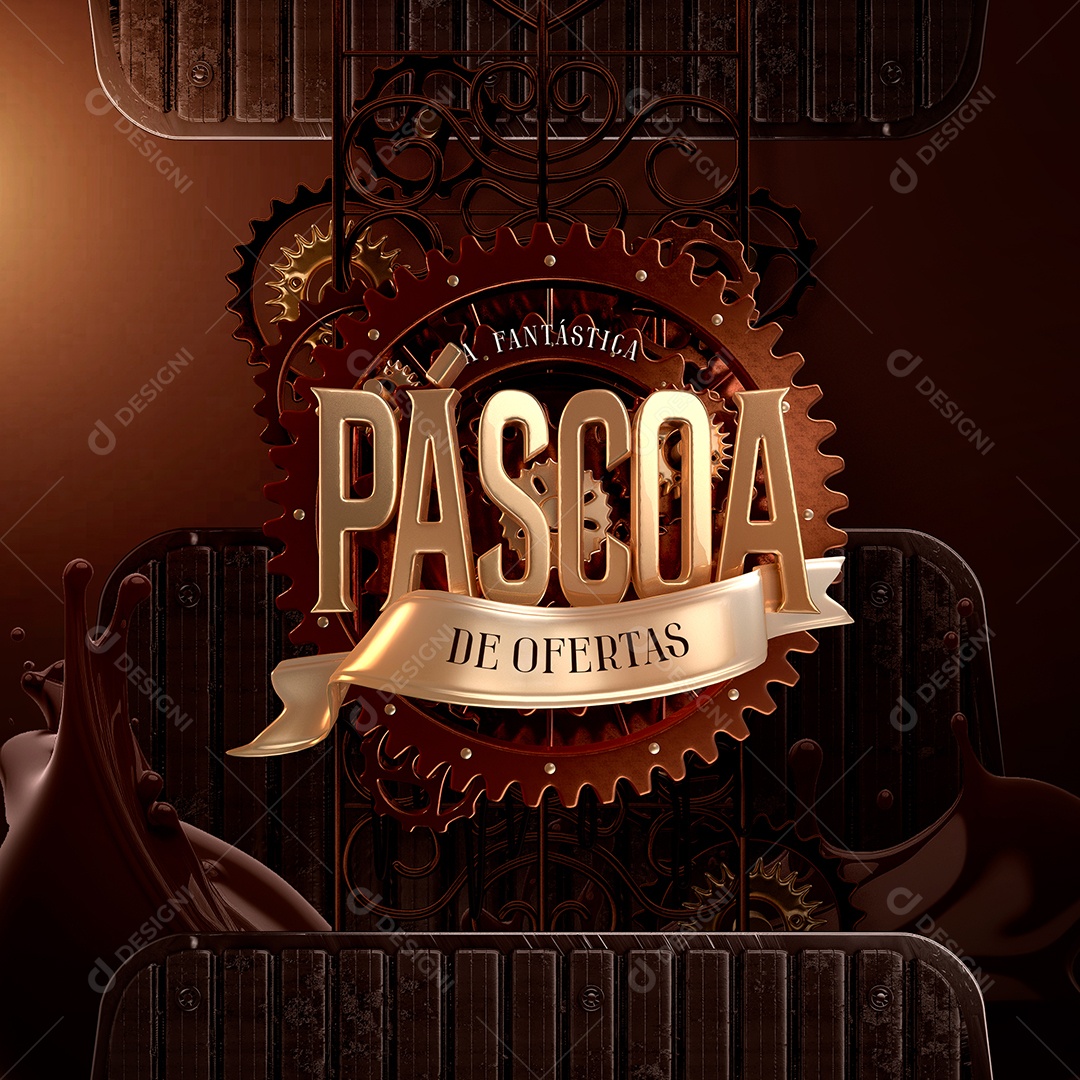 Selo 3D Para Composição Fantástica Páscoa de Ofertas PSD