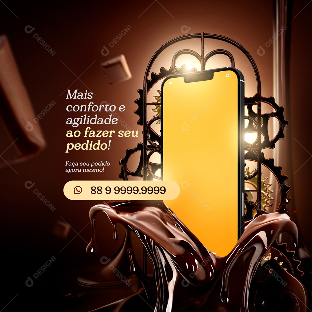 Mais Conforto e Agilidade ao Fazer Seu Pedido Social Media PSD Editável