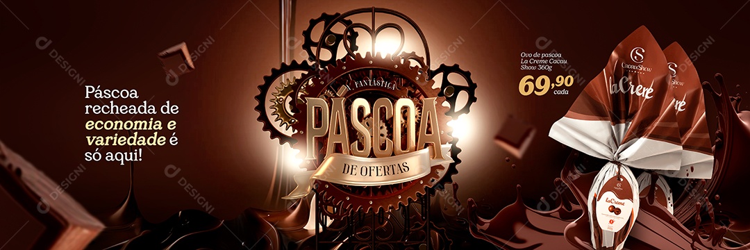 Banner Fantástica Páscoa de Ofertas Venha Conferir Social Media PSD Editável