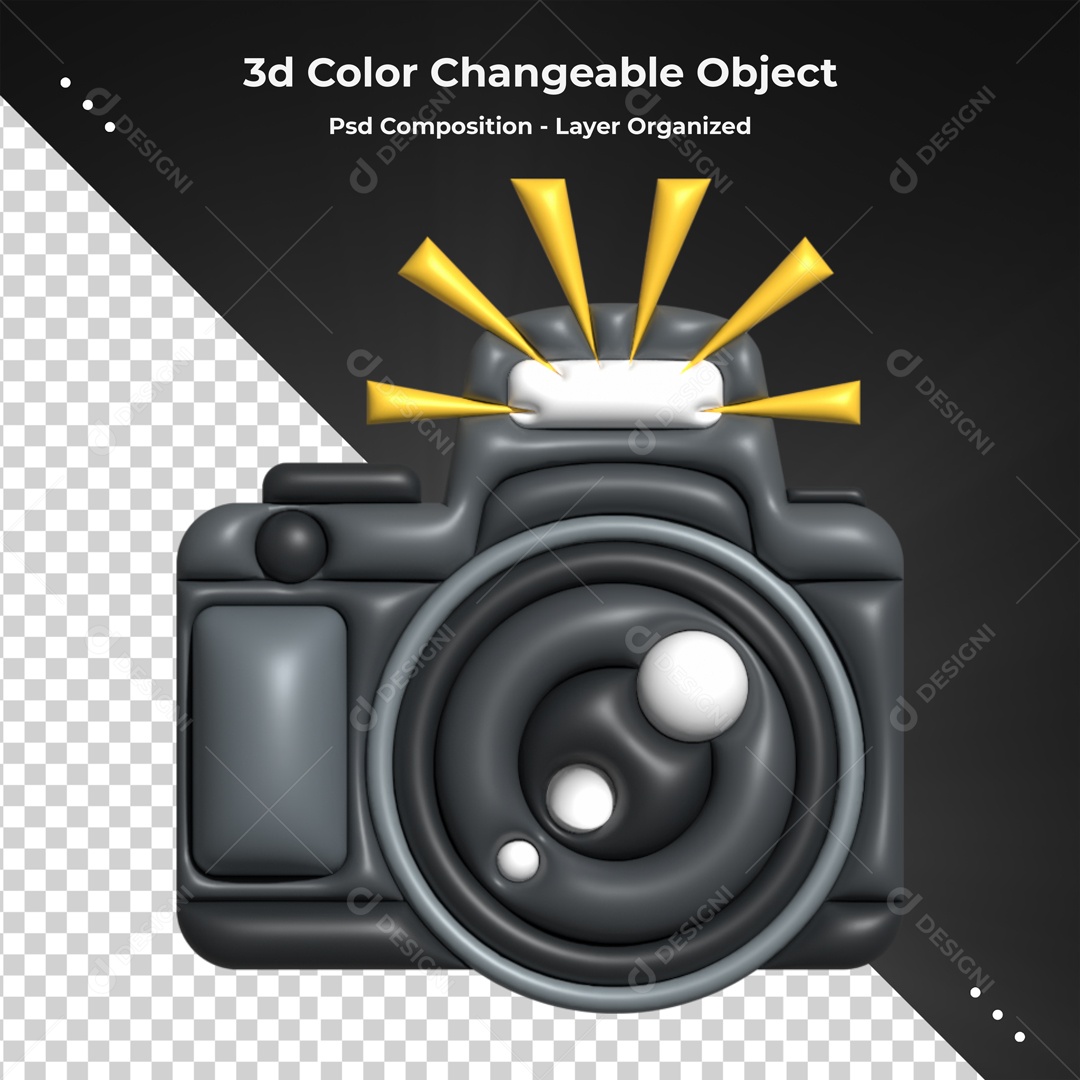 Elemento De Câmera Com Flash Para Composição PSD