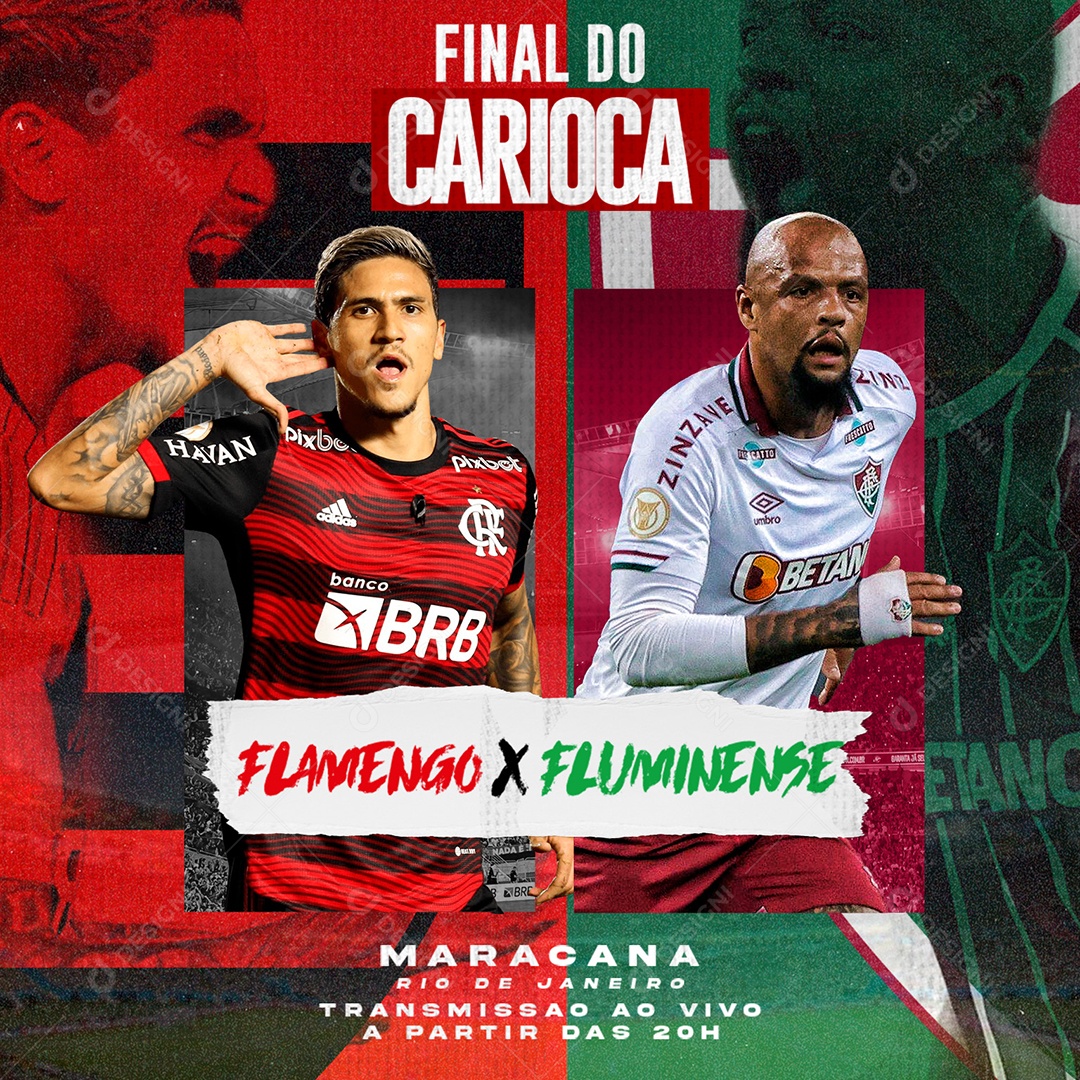 Final do Carioca Flamengo x Fluminense Social Media PSD Editável