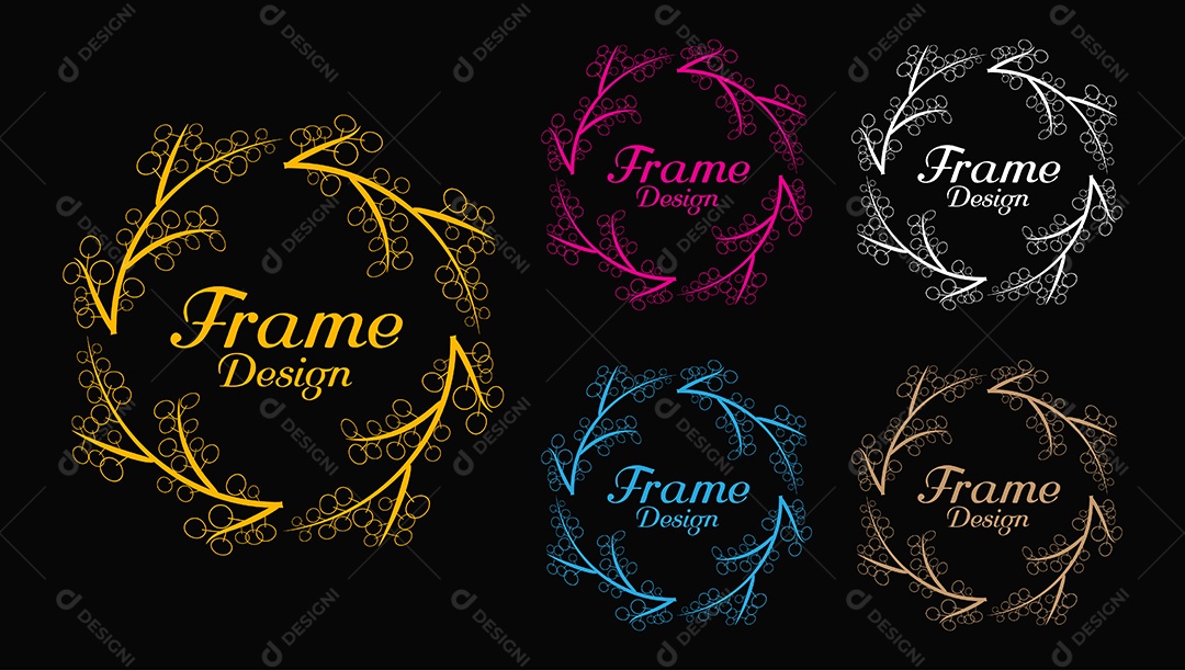 Moldura Floral Botânica Decorativa AI + EPS