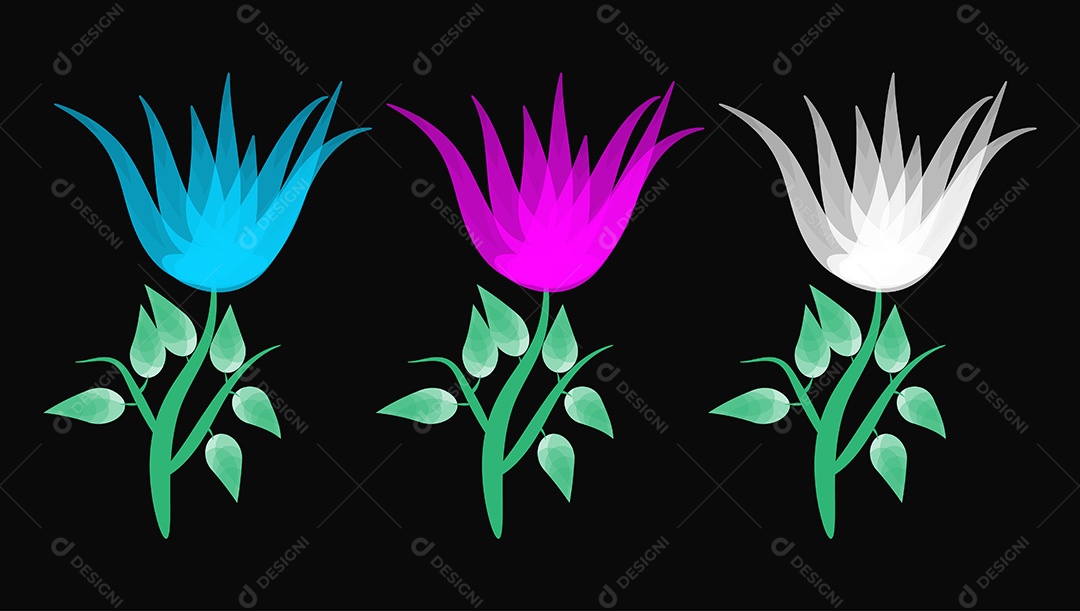 Flores Coloridas Vetorial AI + EPS