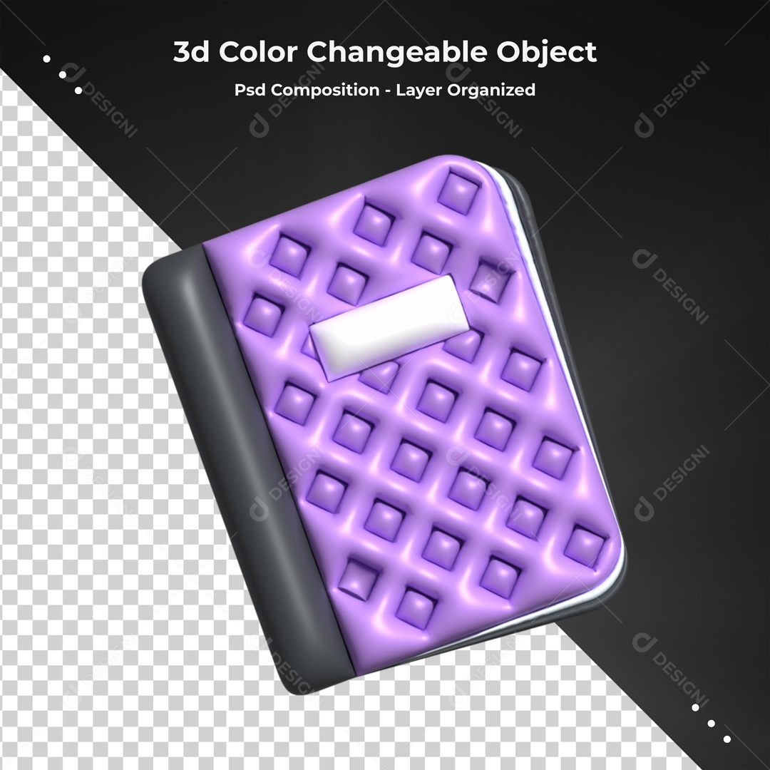 Elemento 3D De Caderno Roxo Fechado Para Composição PSD