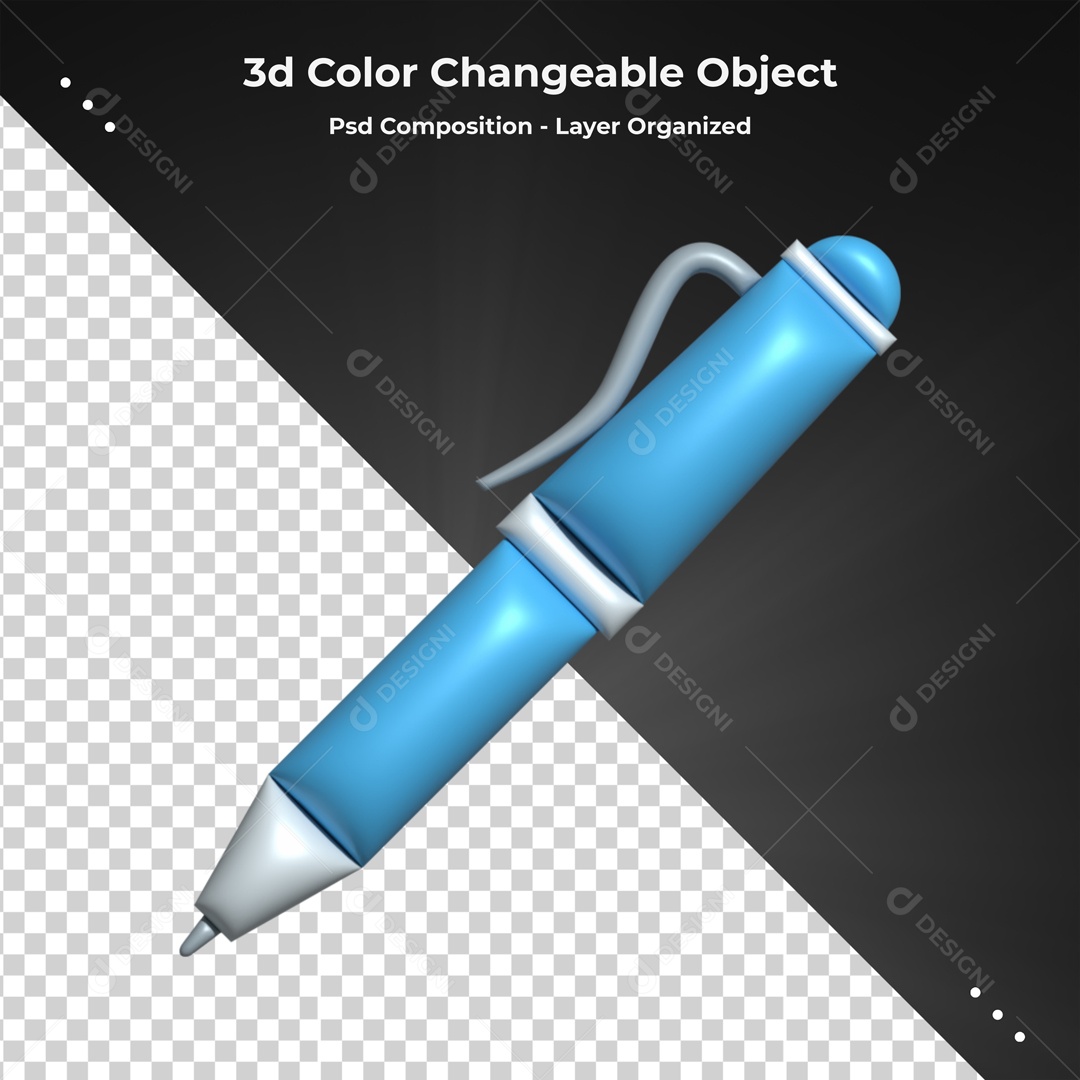 Elemento De Caneta Azul Para Composição PSD