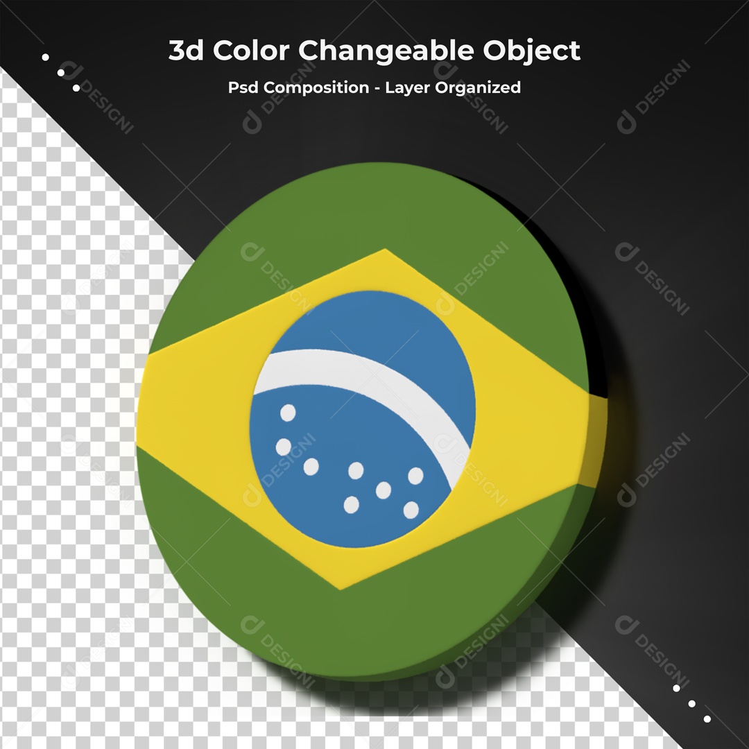 Icone Redondo Do Brasil Elemento 3D PSD