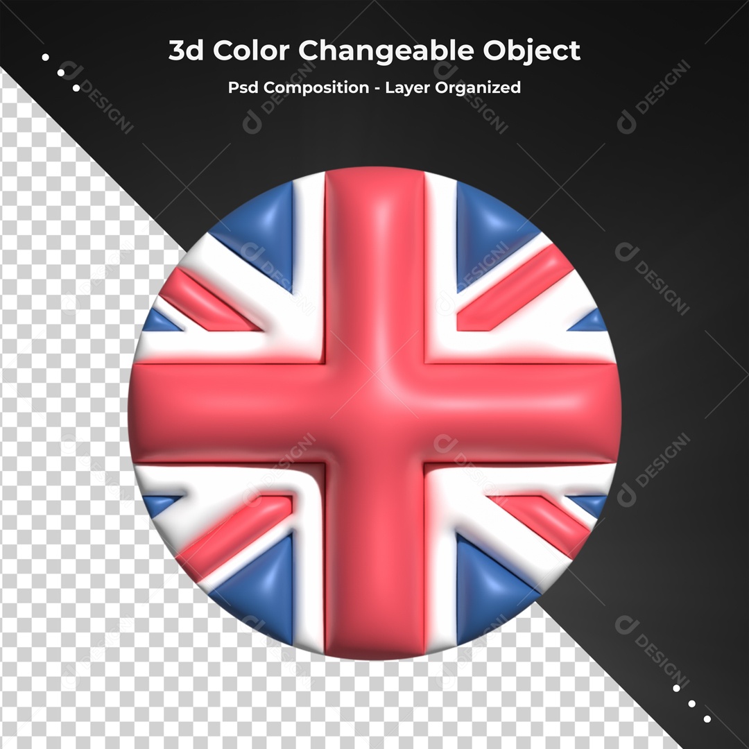 Icone Redondo Do Reino Unido Elemento 3D PSD