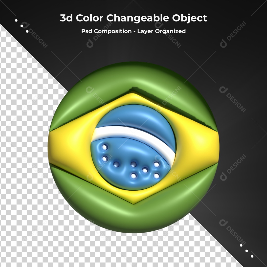 Icone Redondo Do Brasil Elemento 3D PSD