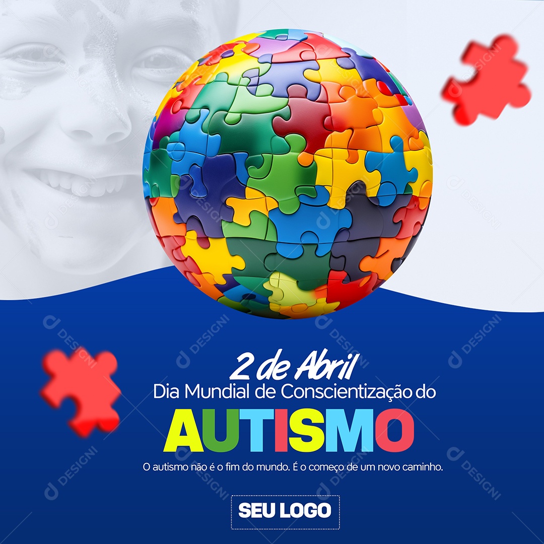 É O Começo De Um Novo Caminho Dia Mundial de Conscientização Do Autismo Social Media PSD Editável